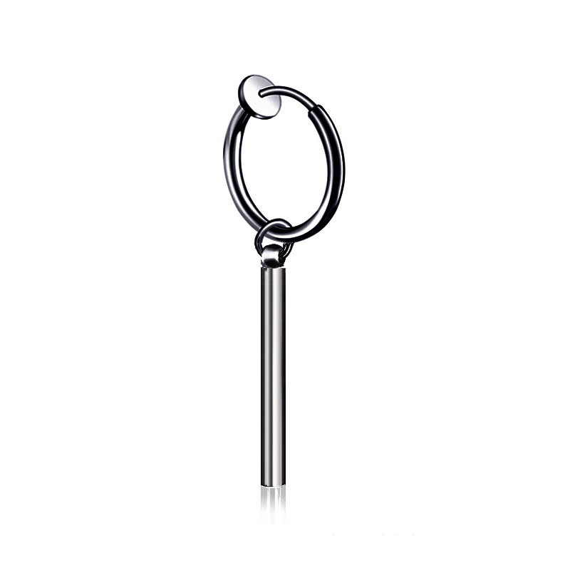 Pendientes falsos minimalistas de Roronoa Zoro, barra cuadrada, pendiente de aro colgante, Clip de oreja, pendiente de acero inoxidable, joyería para hombres: PALLADIUM