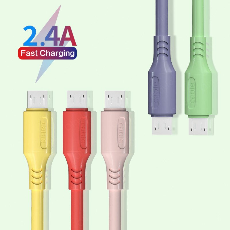 Câble Micro USB en Silicone souple, 1.8m/1.2m/0.25m, pour téléphone Samsung, huawei, xiaomi, Android