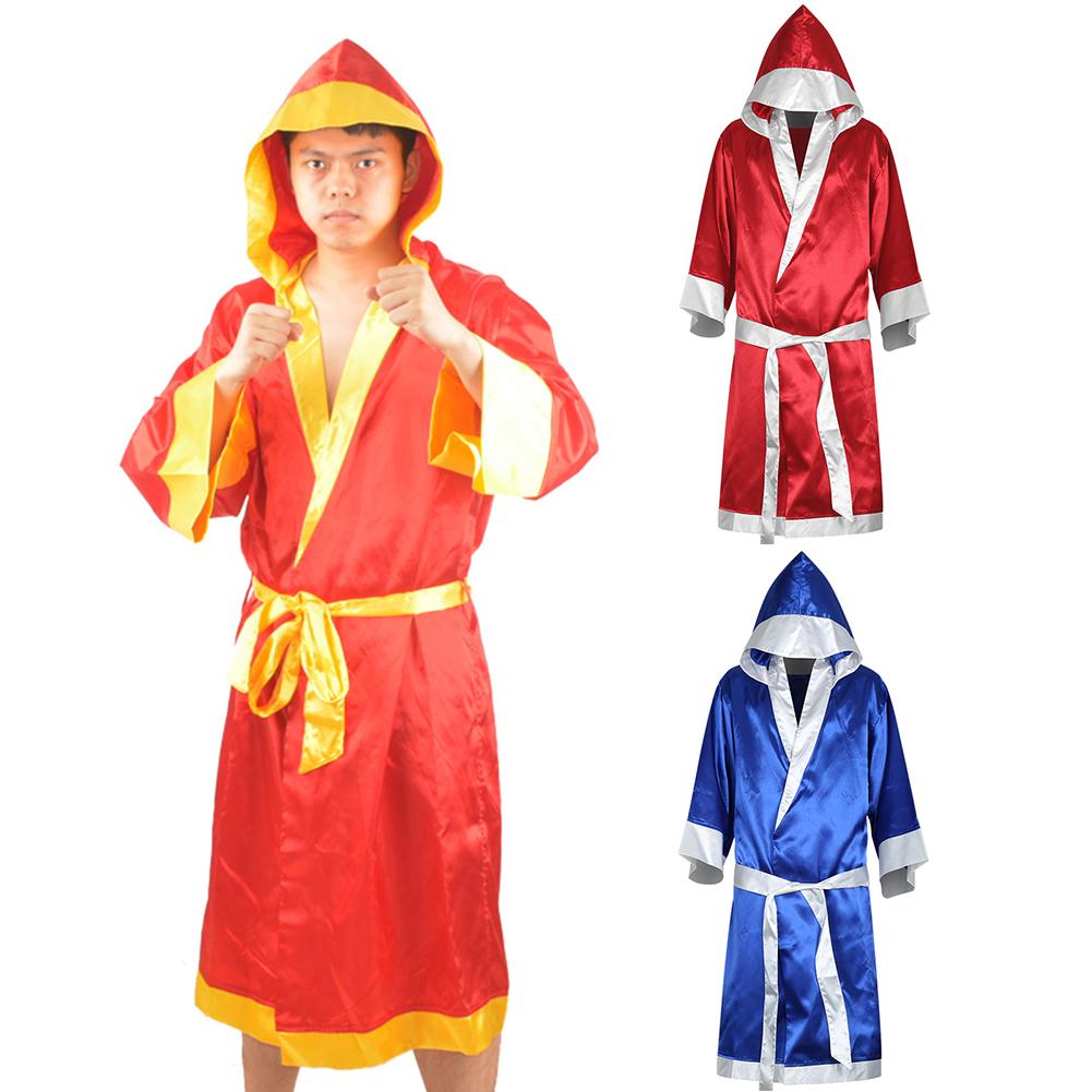 Mænd boksekåbe mma boksning karate match muay thai hætteklædt langærmet kappe kappe uniform kostume unisex konkurrerende sportstøj
