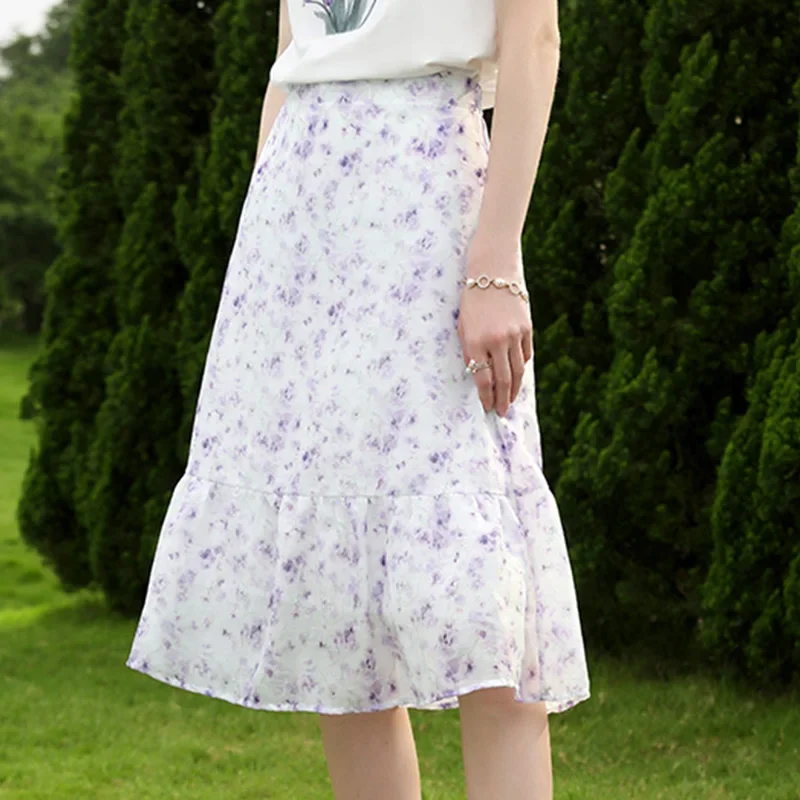 I BELIEVE YOU-faldas florales francesas para mujer, faldas Midi holgadas, elegantes, básicas, línea A, 2023: L