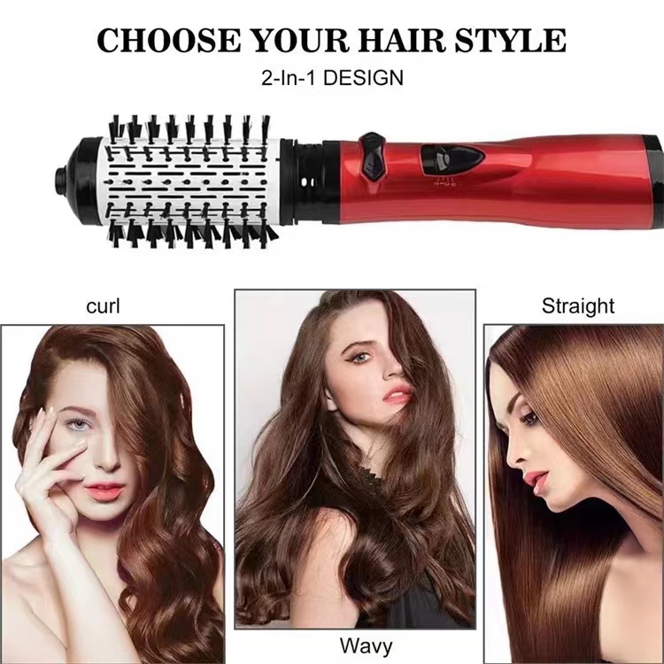 3-in-1 rotierender Haartrockner, elektrischer Kamm, Haarglätter, Bürste, Trockner, Bürste, Heißluftkamm, Negativ-Ionen-Haarstyler-Kamm