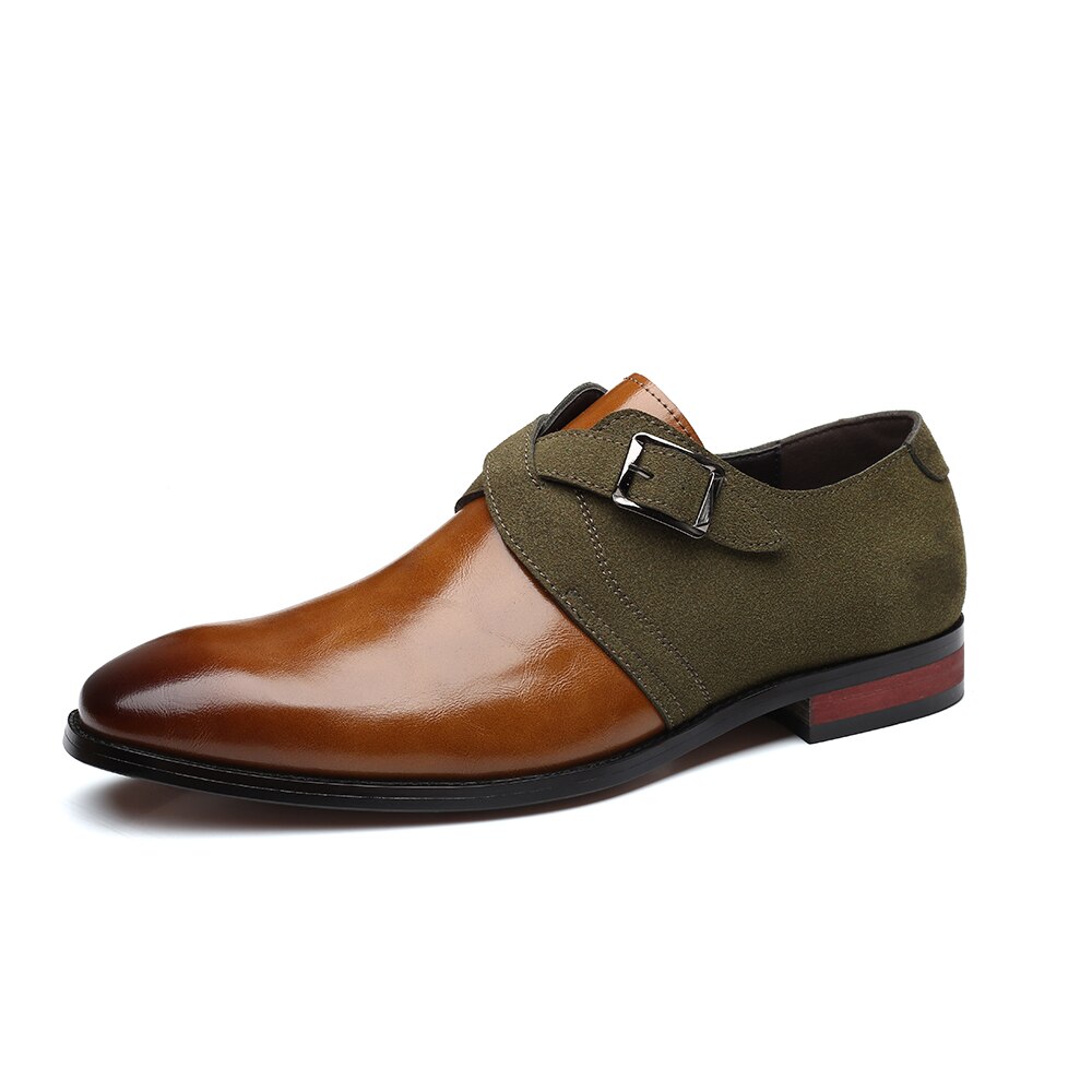 Læder kjole sko herre sko til officielle business casual sko gentleman formel til bryllupsfest: Rødbrun / 6.5