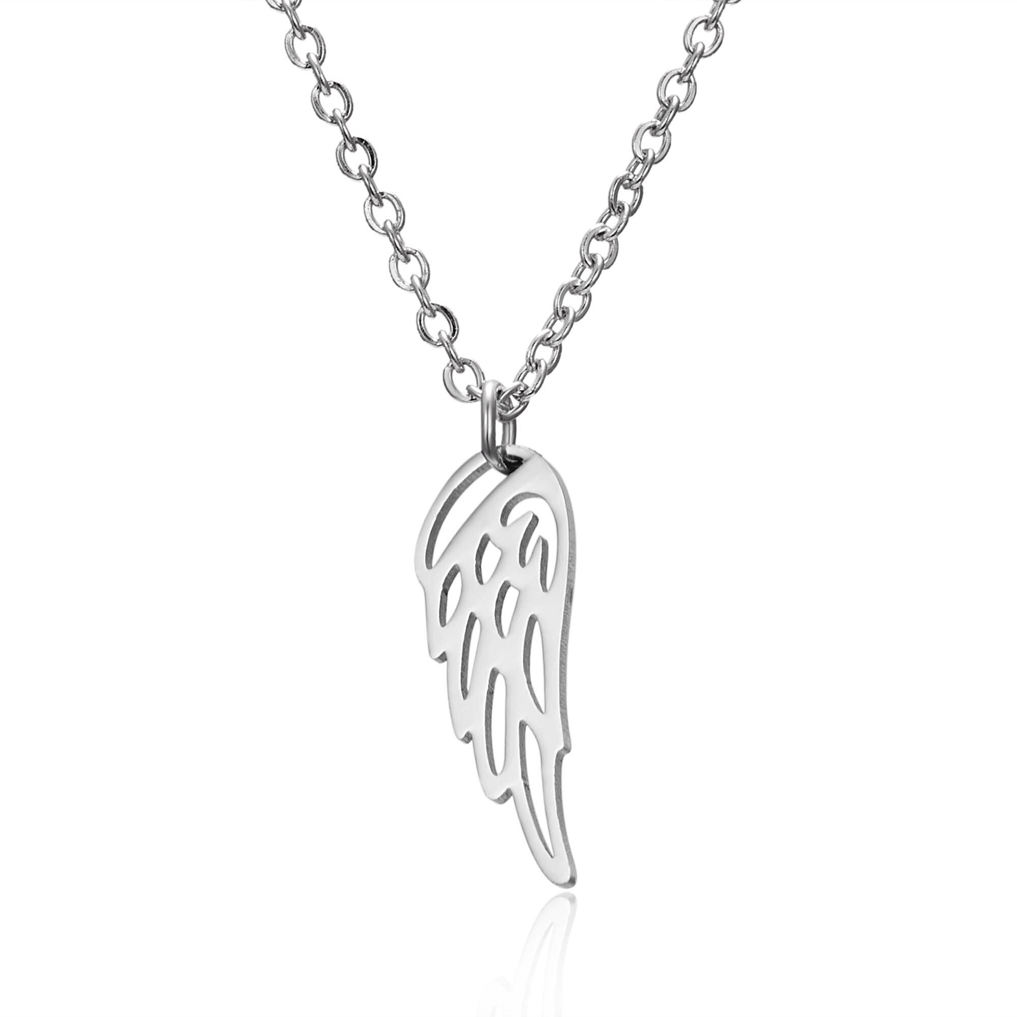 Rinhoo silver stainless steel necklace cactus angel wing lotus Dream catcher pendant Necklace jewelry female mom: 1