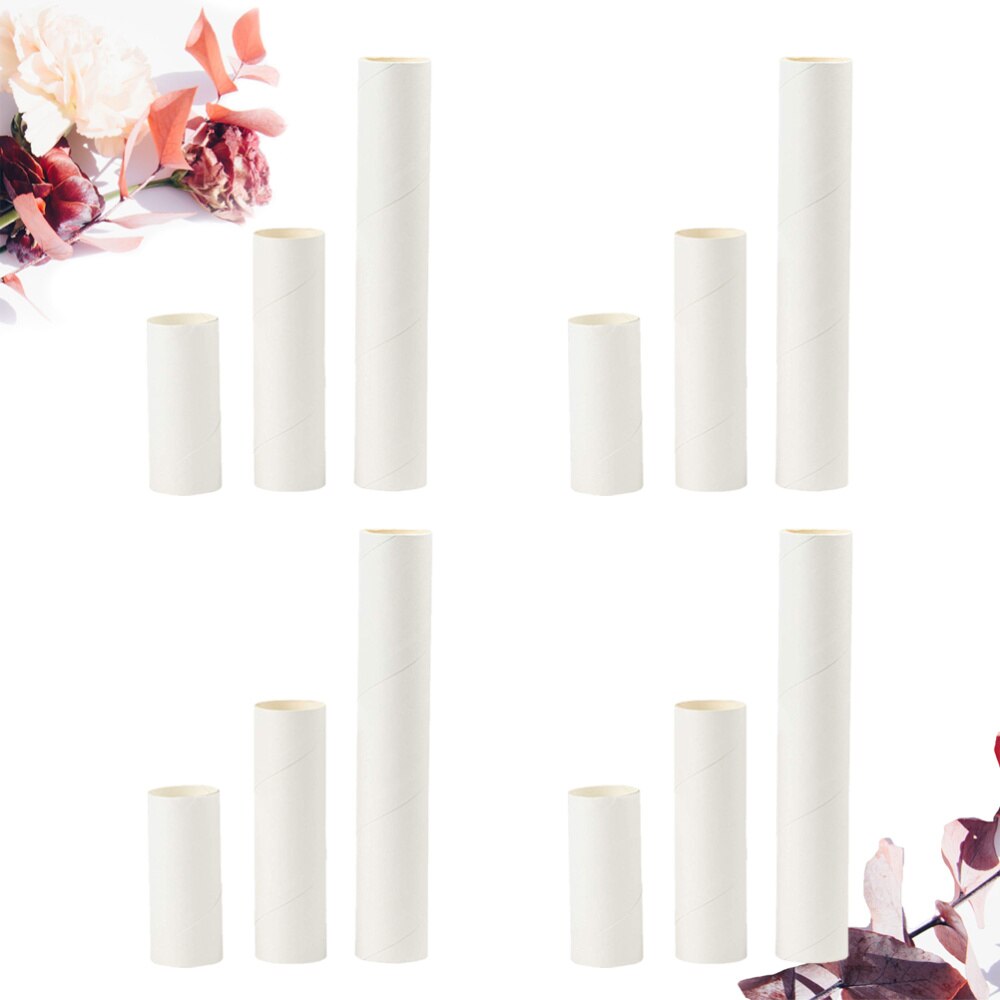 24PCS Durable Portable Easy to Use White Cardboard Tubes Kraft Paper Containers for Kids Children Craft