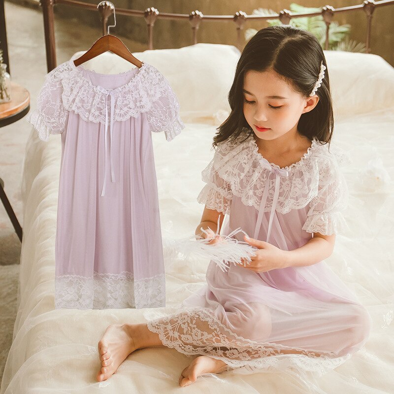 Mädchen Prinzessin spitze schlaf Kleid Baby Mädchen Kleidung Schlaf Nachthemden nette Nachthemd freundlicher Nachtwäsche