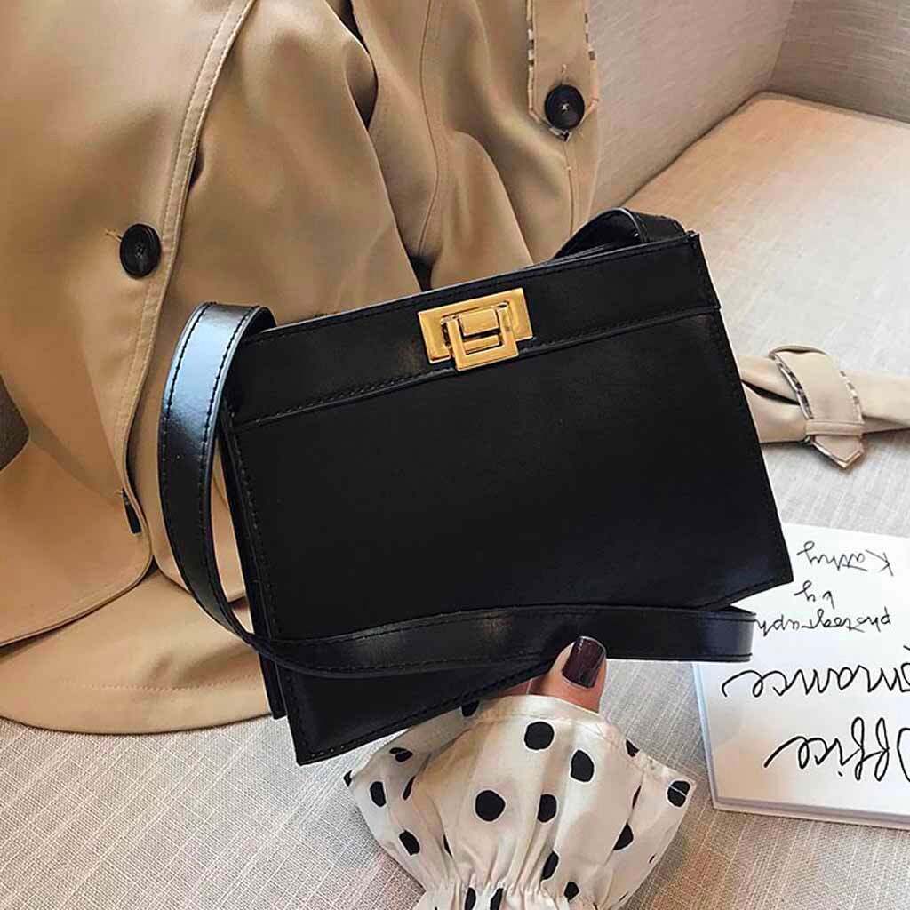 Women Handbags Women Retro Wide Shoulder Strap Messenger Bag Purse Elegent Vintage Crossbody Bags Sac A Main: Black