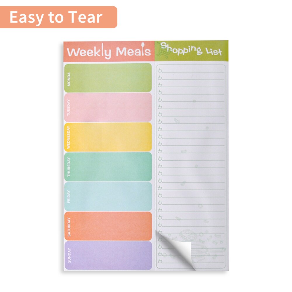Weekly Meal Planning Pad, Magnetic Notepad, 7x10 Inches, Each Pages with Tear Away Perforated Grocery List for Convenient Shoppi
