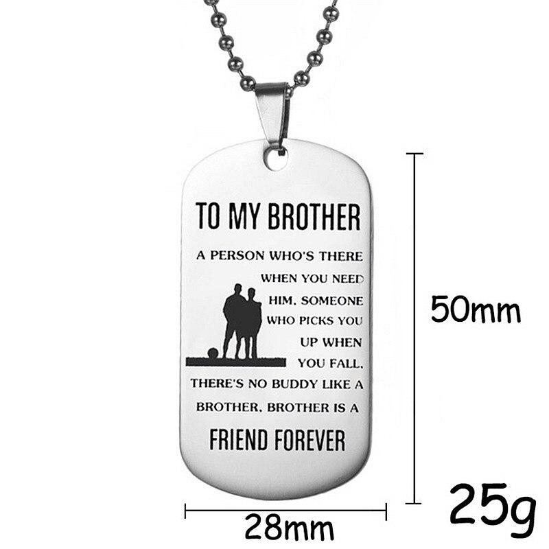 Collar de acero inoxidable para mi hermano colgante de letras de Metal de amor inspiradores