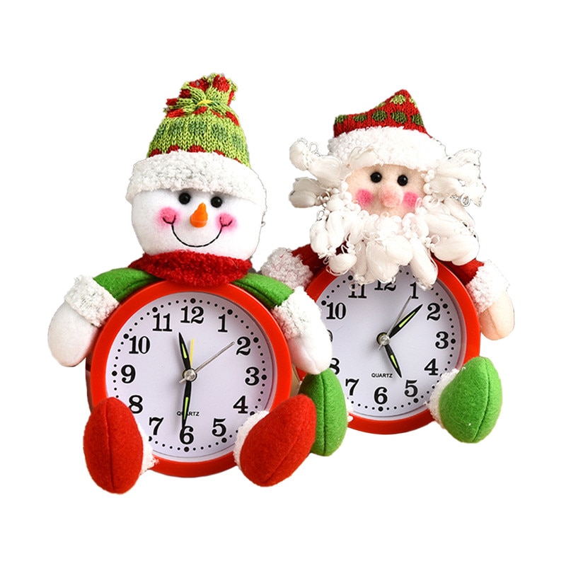 Horloges de noël nouvelle père noël bonhomme de neige poupée en forme de bureau horloge maison aiguille batterie Table décorations de noël fête décor