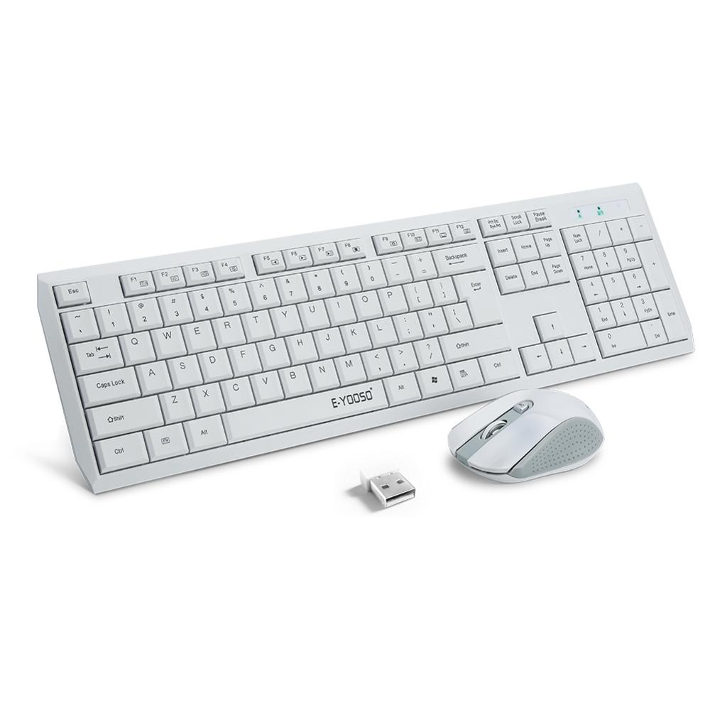 E710 Wireless Keyboard and Mouse Combo Quiet Key US Layout White Keyboard and Mice for PC Laptop Smart TV