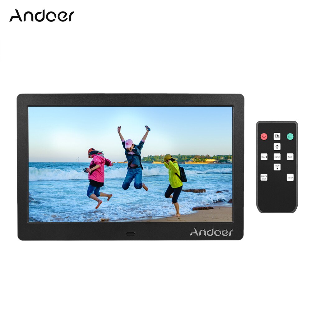 Andoer 10 pouces IPS cadre Photo numérique 2.4G télécommande Ultra-sensible avec lecteur d'image MP3 MP4 réveil/calendrier