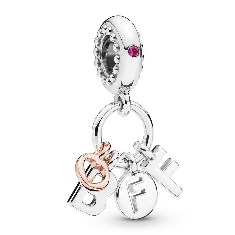 Pandora York podkreśla potrójny Monogram pióro duchowość wisiorek koraliki 925 srebro Charms Fit bransoletka DIY biżuteria: C98