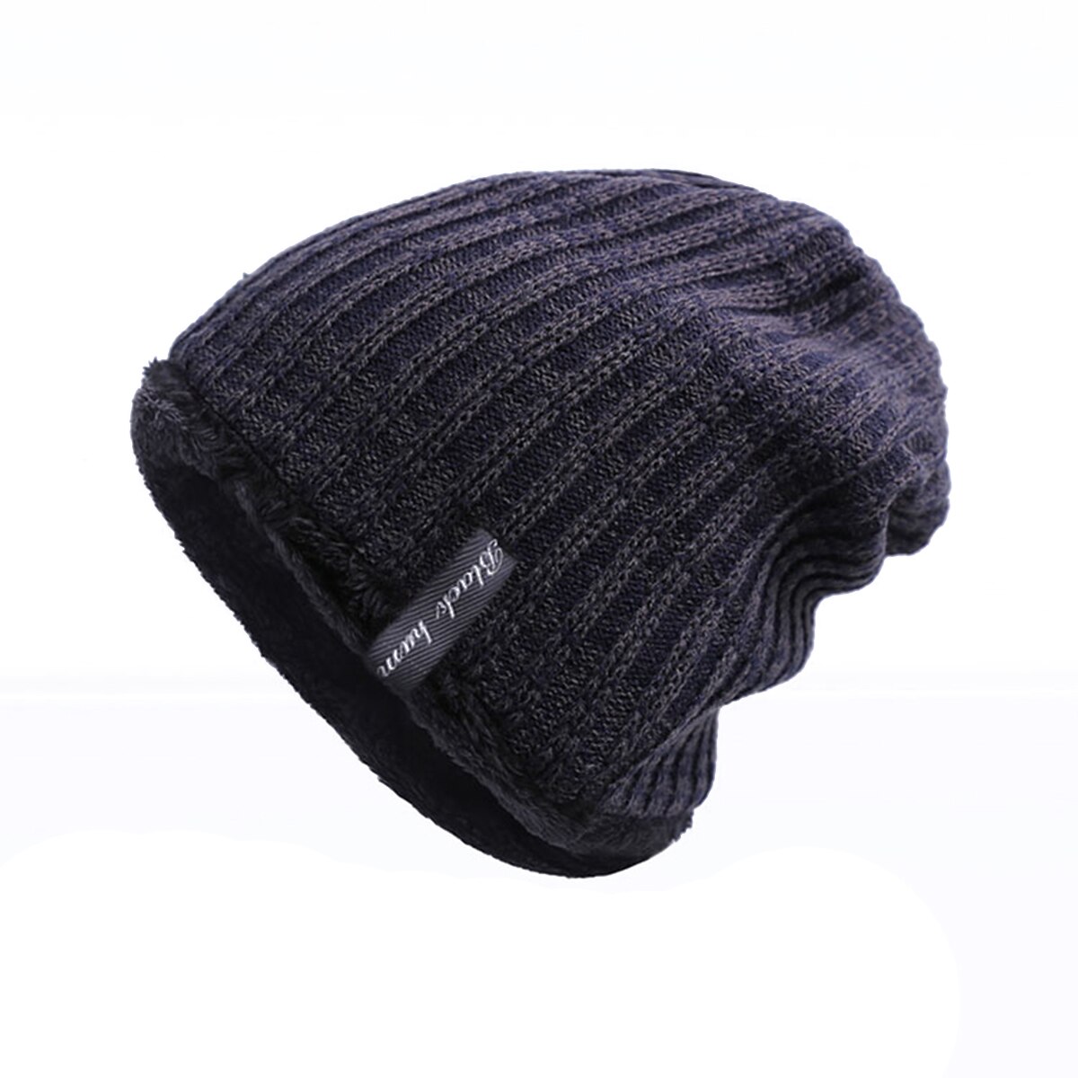 Evrfelan Vintage Winter Hat for Men Casual Knitted Beanies Hats Male Thicken Men's Winter Skullies Cap Plus Velvet Keep Warm: blue