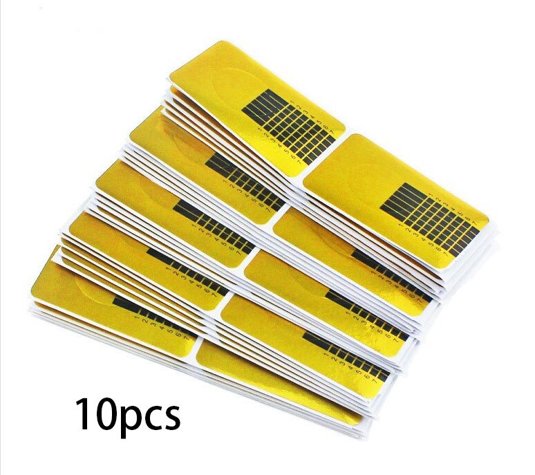 Molde de uñas 3D para manicura francesa, forma rectangular, pegatina de extensión de Gel para uñas, forma de rizo para guía Pololish: 10pcs