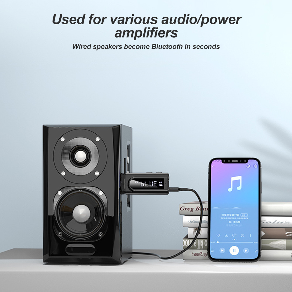 Usb Bluetooth Adapter Auto Fm Bluetooth 5.0 Ontvanger MP3 Speler Aux Audio Dual Output Stereo Zender Adapter Met Led Digitale