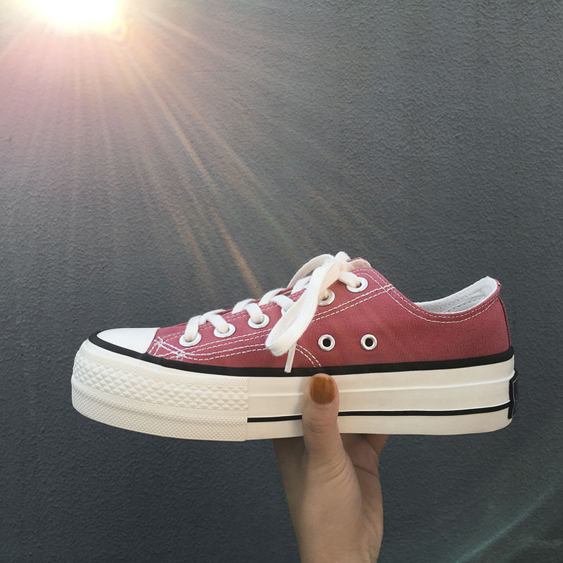 Spring/Autumn ladies platform canvas shoes women shoes sneakers Lace-Up Solid zapatillas mujer B-20: R / 6