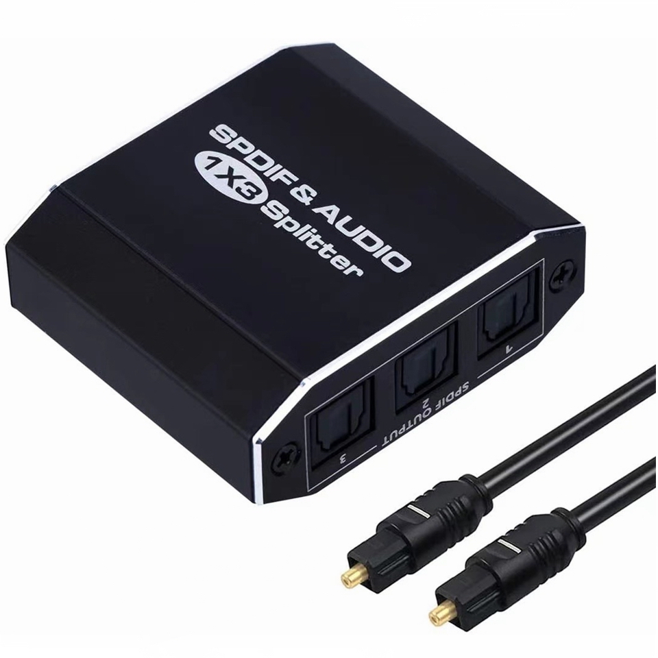 Répartiteur Audio à Fiber optique numérique SPDIF Toslink 1 en 3 sorties 1x3 avec câble optique pour Dolby Digital DTS 5.1 PCM LPCM