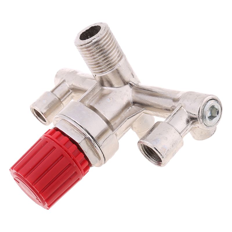 Double Outlet Tube Alloy Air Compressor Switch Pressure Regulator Valve Fitting Part Accessories with V-ring 3 Heads Adjustable