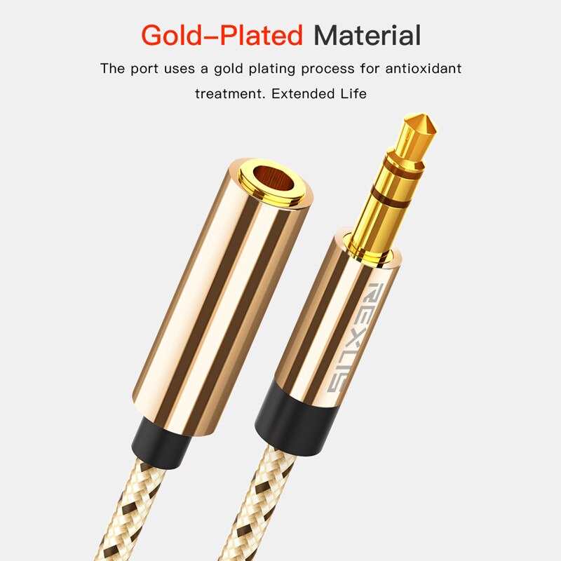 3.5mm Male To Female Gold Stereo Audio Headphone Extension Cable Adapter Aux Cord Extender For PC Laptop Phone Car Speaker
