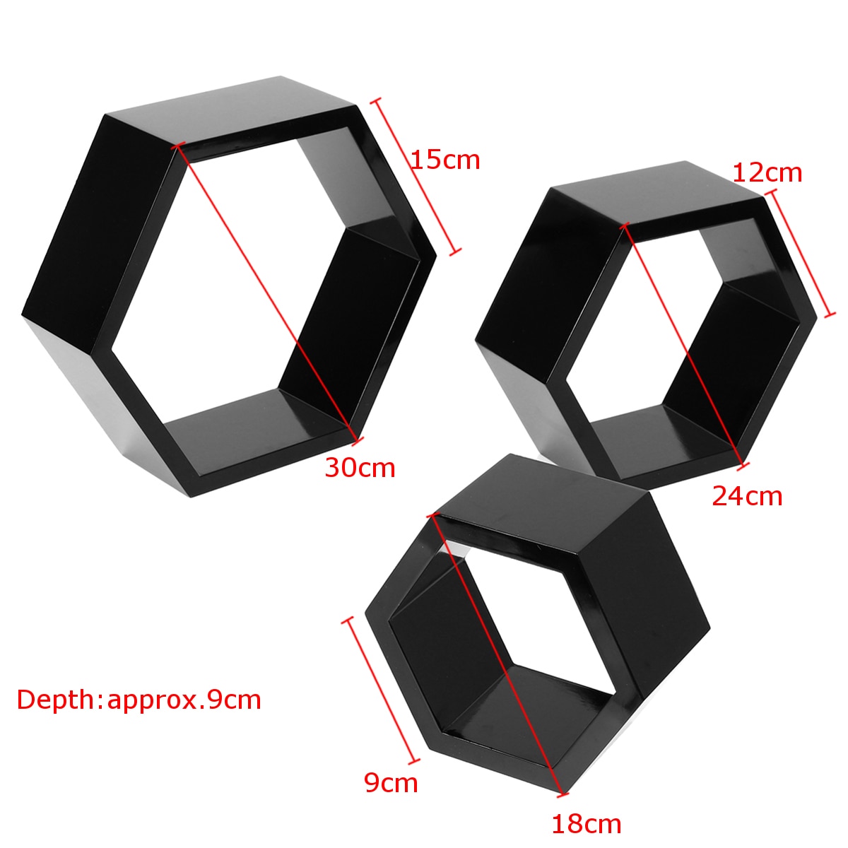 3Pcs/Set Hexagon Shelf Wall Floating Shelves Wall Hanging Geometric Figure Home Bedroom Decoration Bookshelf Storage Book Kit