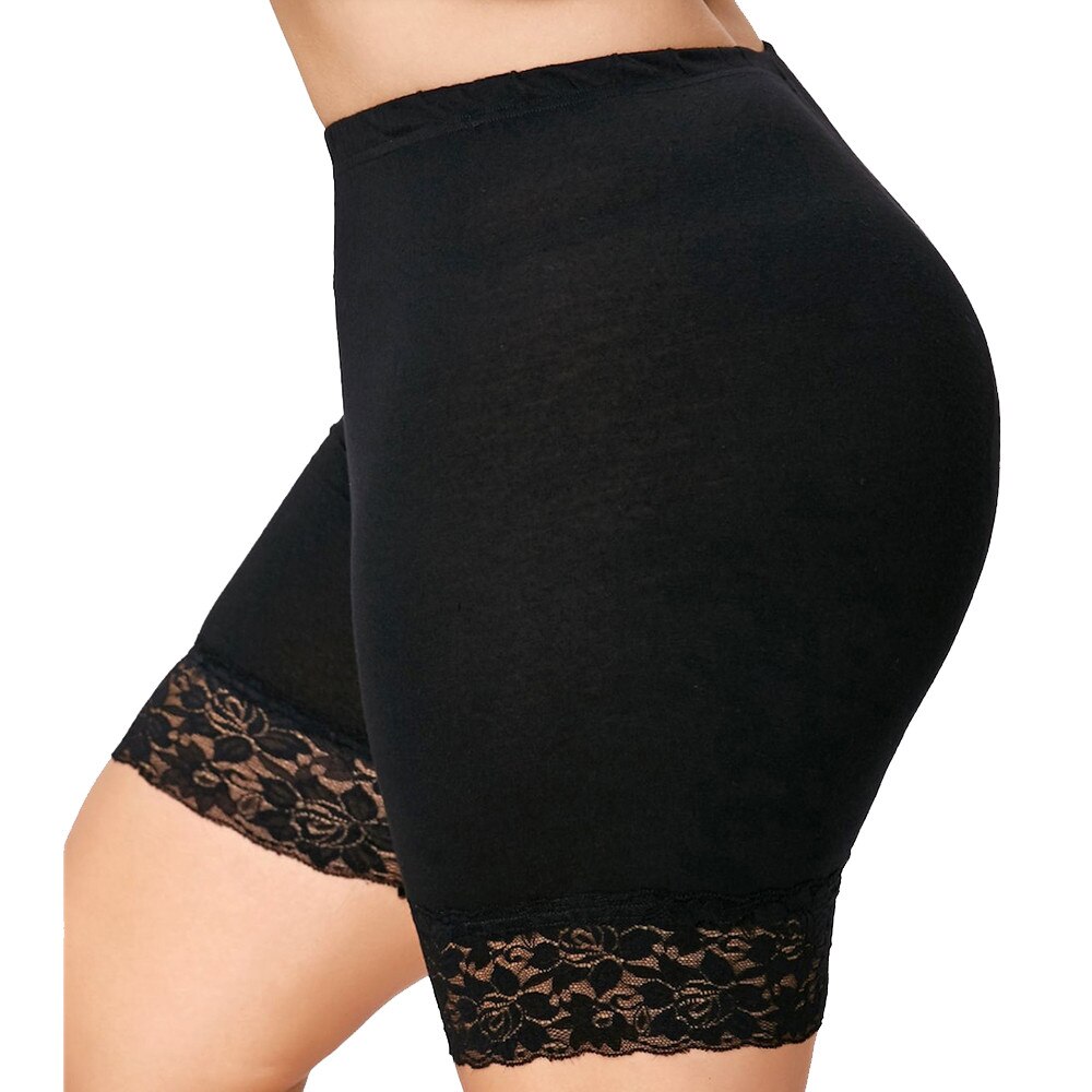Summer Womens Plus Size Mid Waist Lace Running Shorts Elastic Sports Trousers Trunks