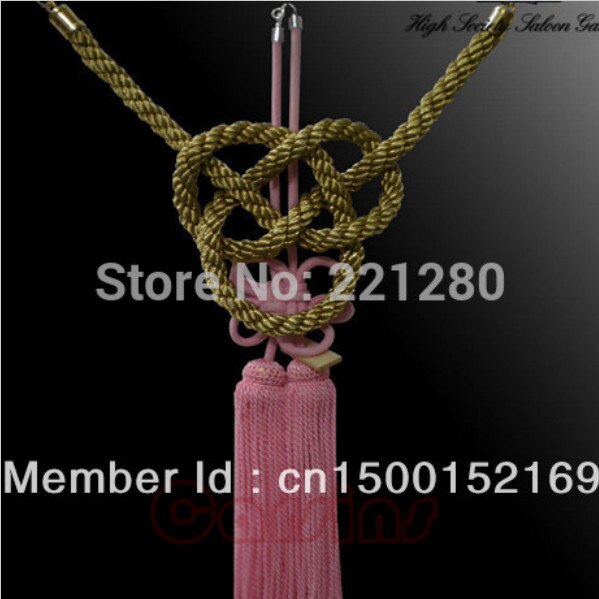 1Set JP Junction Produce Golden Kin Tsuna Rope Match More Colors Fusa Kiku Knot For Car Auto Rearview Mirror Fastening: Gold-Pink