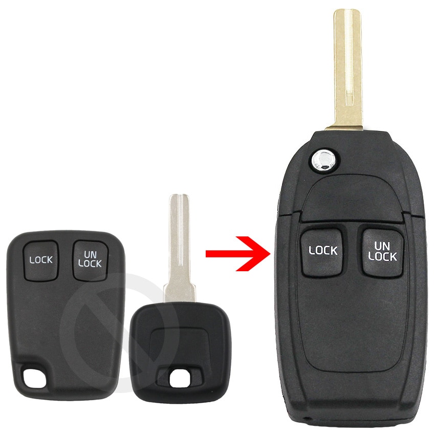 Funda inteligente para llave de coche carcasa para llave remota de 2 botones, hoja sin cortar para Volvo C70, S40, S60, S70, S80, S90, V40, V70, V90, XC70, XC90