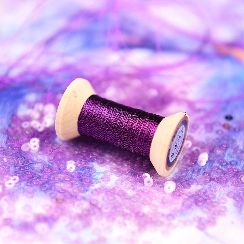 Serie rosa violeta de hilo de oro/hilo de bordado francés/carrete de bordado/hilo de bordado dorado colorido/50 metros/rollo: 7