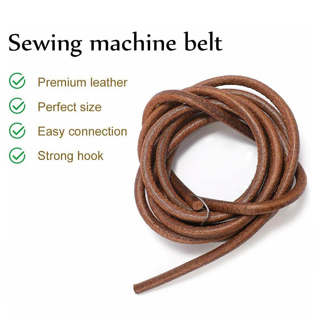 2pcs Domestic Sewing Machine Leather Belt Household Vintage Sewing Machine Treadle Belt with Hook