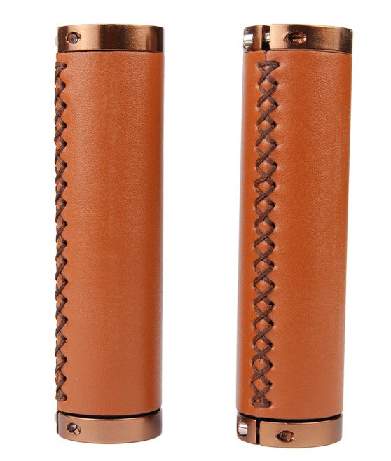 Brompton – poignées de vélo en cuir faites à la main, 1 paire, antidérapantes, pour guidon de route, couverture horizontale, 22.2x128mm: GIYO G220 brown