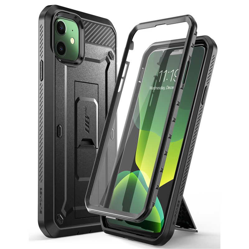 SUPCASE pour iPhone 11 coque 6.1 "(sortie ) UB Pro coque robuste complète avec protection d'écran intégrée et béquille: Black