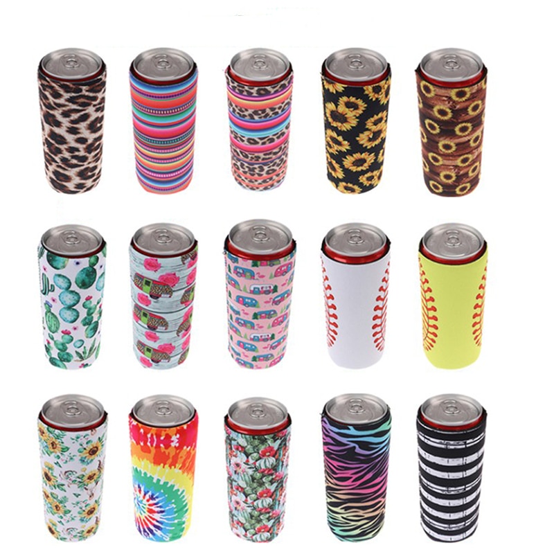 6 stücke Neopren Schlanke Können Kühler Taschen Hoch Stubby Halter Faltbare Stubby Inhaber Bier Kühler Taschen Passt 12 unzen Energie trinken &amp; Bier