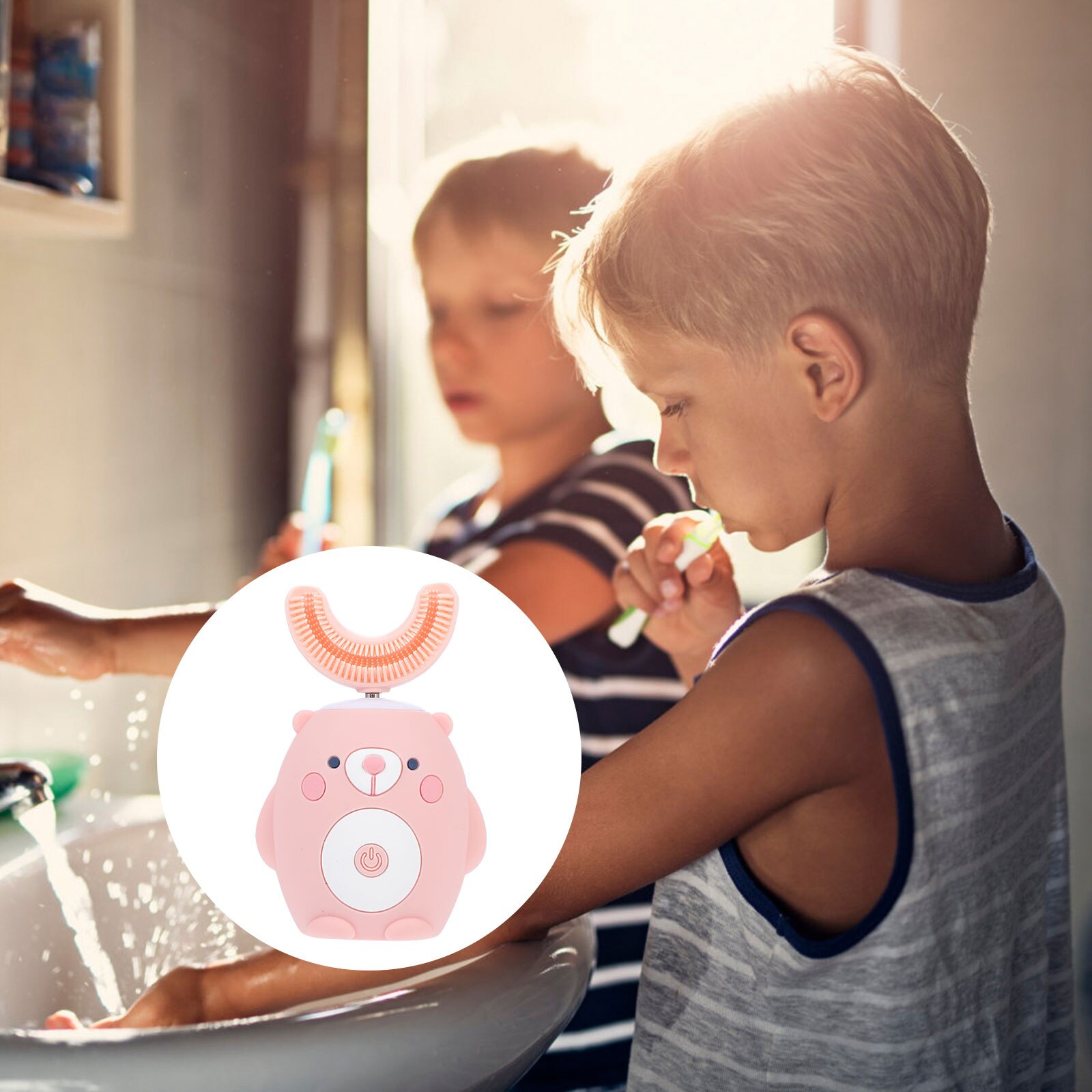 1pc u-forma crianças escovas de dentes elétrica prática dos desenhos animados crianças escovas de dentes