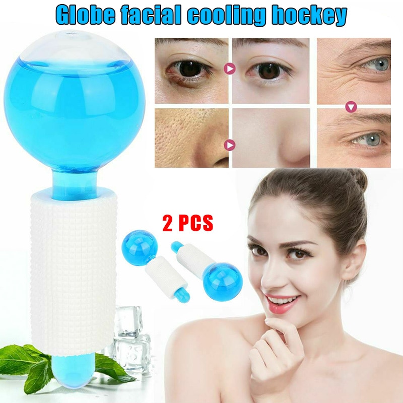 Globo de masaje Facial para mujer, herramienta de belleza para cuello, Hockey sobre hielo, energía, bola de cristal, 2 uds.