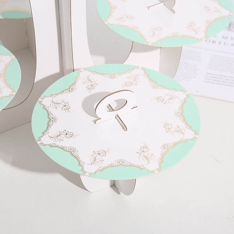 5 Plate Cardboard Afternoon Tea Cupcake Cake Stand Birthday Party Dessert Display Stand Pastry Serving Platter for Party Decor