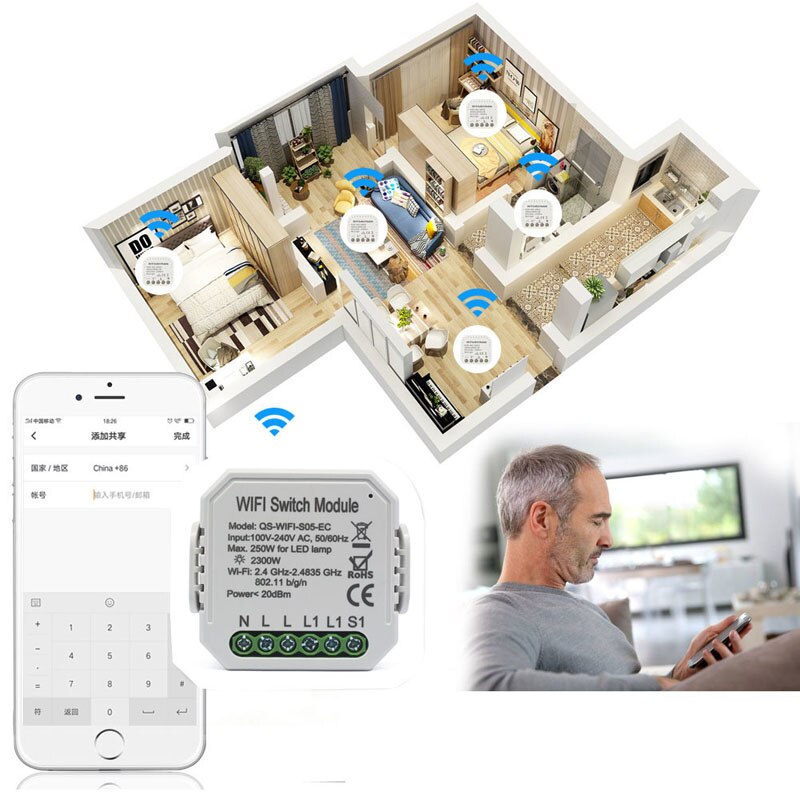 Tuya Wifi Power Meter Switch Module Concealed Wireless Relay Switch Consumption Monitor Measurement For Smart Home