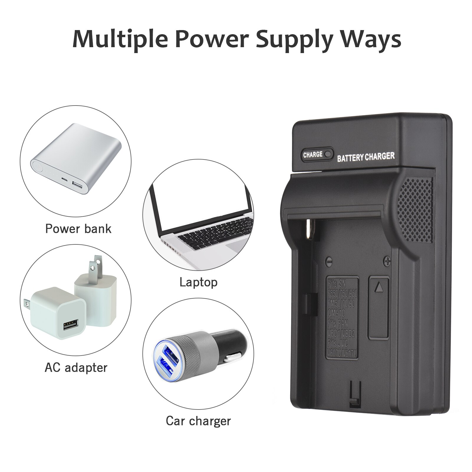 NP-F550/NP-cavo del USB della batteria ricaricabile del corredo 7.2V 2600mAh della batteria &amp; del caricatore della macchina fotografica F570 per SONY NP-F550 F570 F750 F770 F960 F970