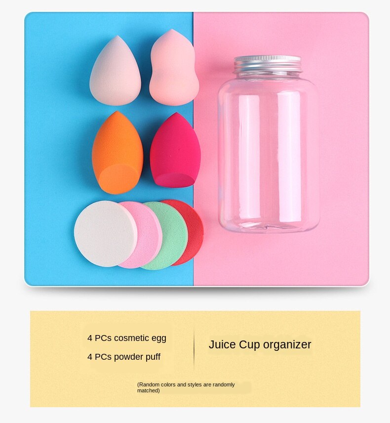 Kleine waaiervormige snoeppuff blik niet-kaart poeder make-up make-up ei 12 stuks fles make-up ei puff combinatie: 4 schoonheid 4 plat