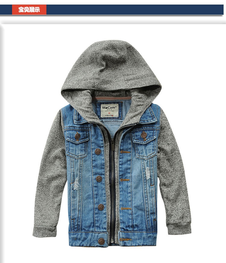 Kids Denim Jacket Jean Jas Voor een Jongen Kinderen Lente en Herfst Bovenkleding Mode Causale Jongens Vest Cowboy Hooded top