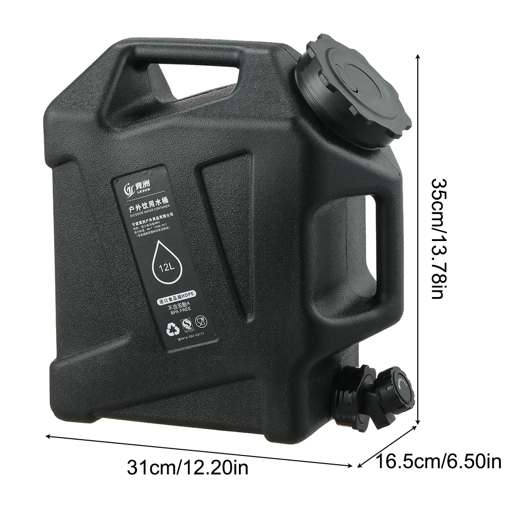 12L Wassereimer Auto Trinkwasserkanister Camping Wasservorratsbehälter mit abnehmbarem Wasserhahn draussen Lager Reise Angeln: Farblos