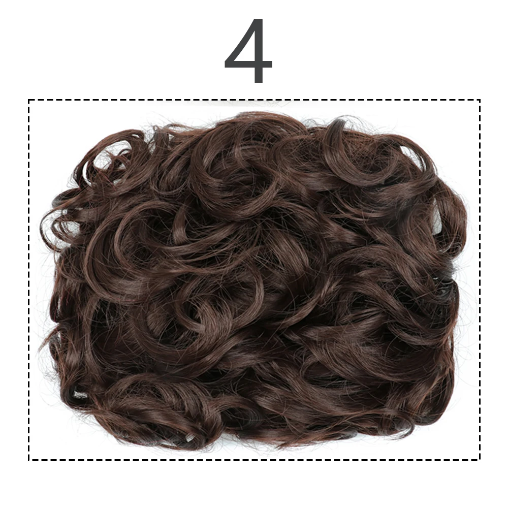 Moño de pelo sintético para mujer, moño rizado marrón Rubio, moño desordenado, peine, Clip en extensión de cabello, Updos, postizos: Naranja