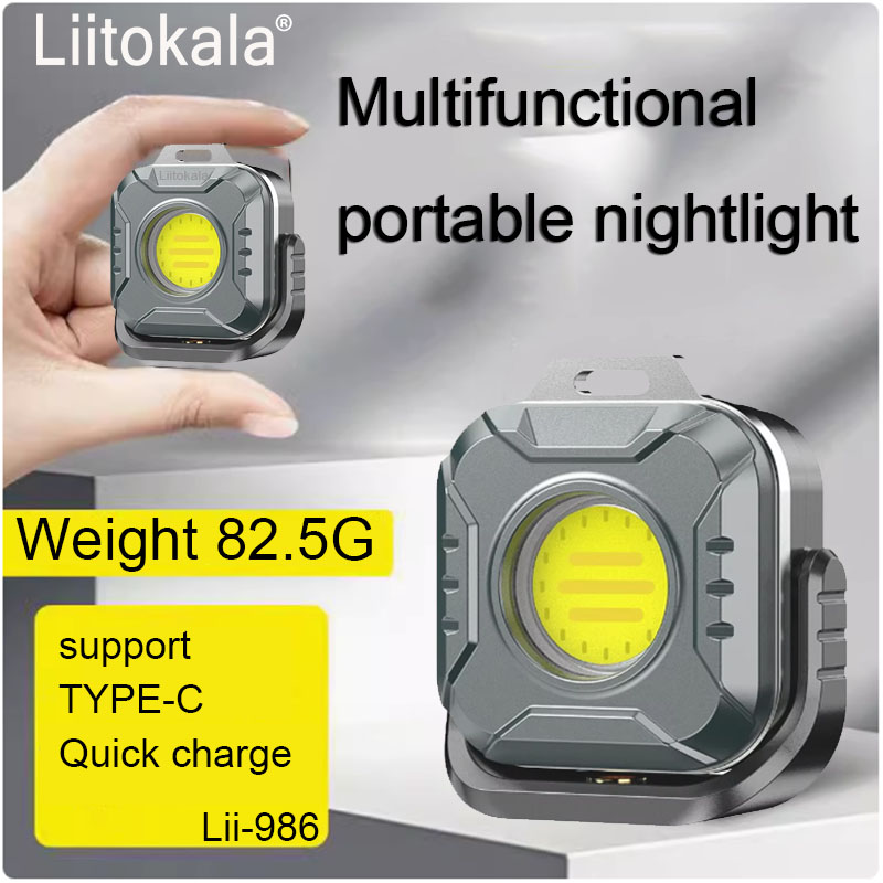 Liitokala lf -986 mini arbeidslys led + cob 500lm type-c ladegrensesnitt 5 v 1a innganger innebygd  in 1200 mah batteri lommelykt
