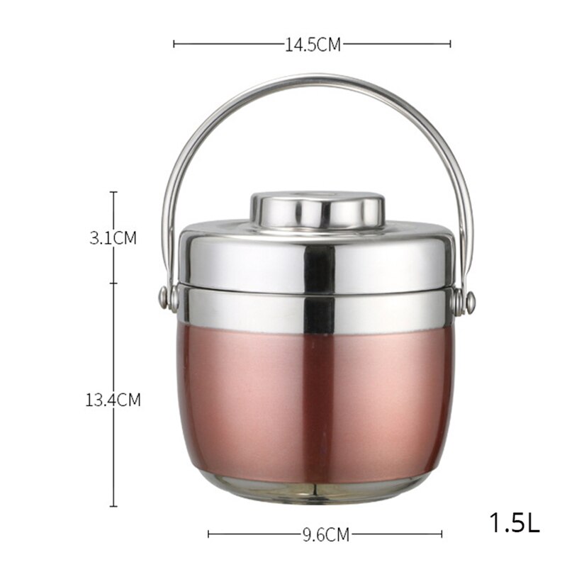 Termo portátil de acero inoxidable para comida, caja de almuerzo al vacío de 6-12 horas, tarro de sopa de 1,2/1.5L, caja Bento aislada, contenedor a prueba de fugas