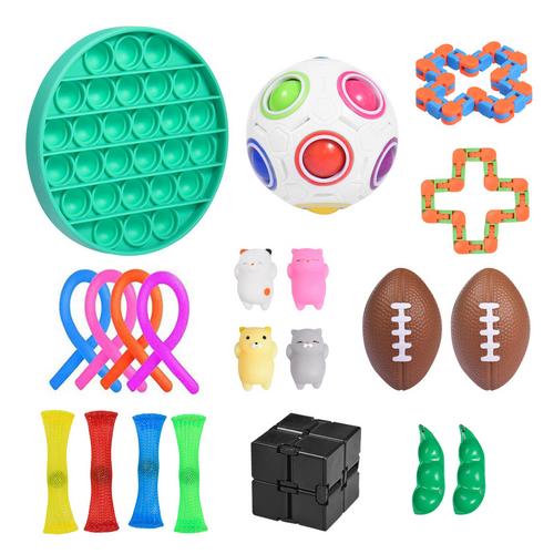 22 pacote de brinquedo sensorial fidget conjunto estresse autismo ansiedade alívio brinquedos para crianças adultos menina crianças sensoriais alívio do estresse brinquedos: A