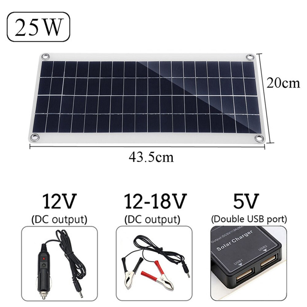 25w 12v Solar Panel Dual USB Output Solar Solar Panel For Car Yacht Battery Boat Charger Home System Kit Supplies