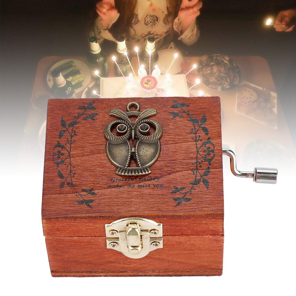 Wooden Music Box Elephant Tower Ballet Owl Engraved Crafts Toys Carving Hand Crafted Music Box For Friend Birthday