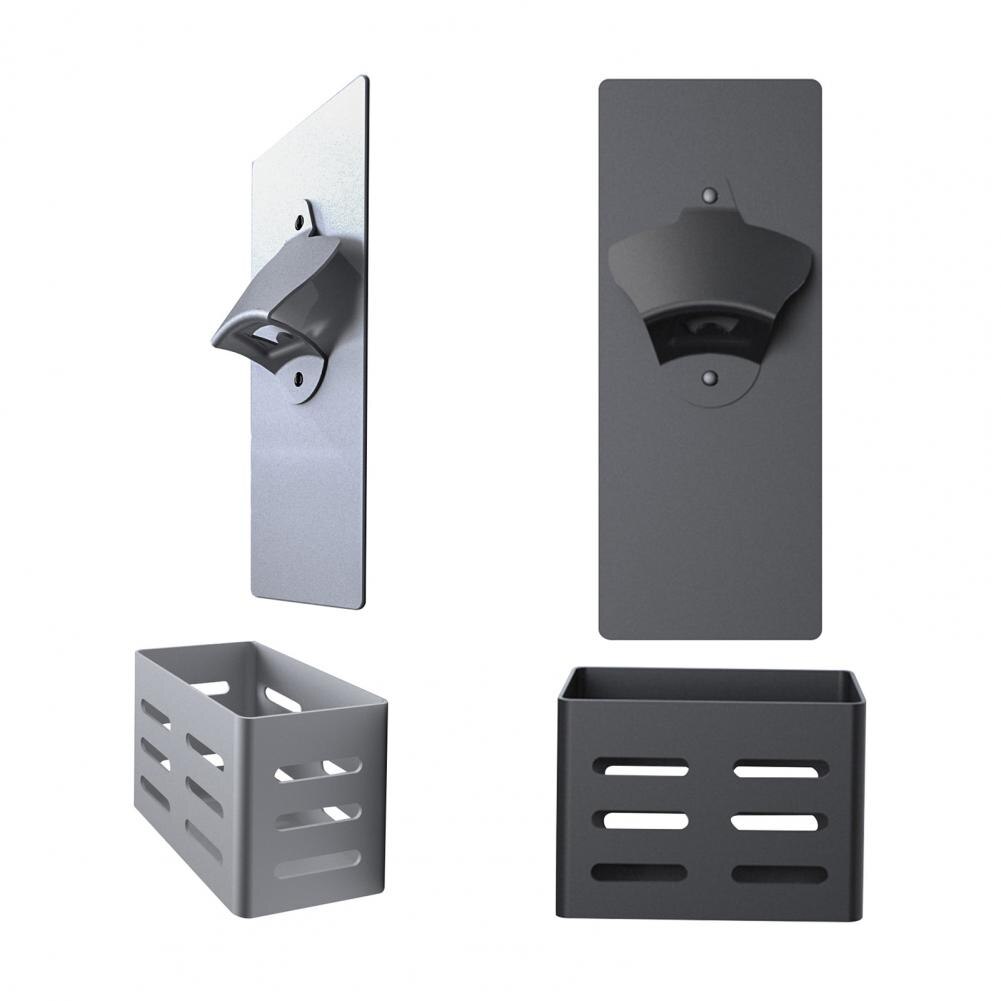 1 Set Beer Bottle Opener Magnetic Wall Mounted Removable Anti-slip Beer Bottle Opener with Cap Catcher for Bar Home Kitchen