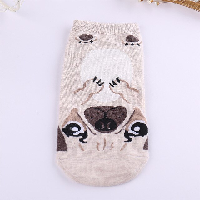 Kvinner dyr ankelsokker venn mopper corgi rottweiler schnauze samojed hund kjæledyr sox til eldre låve eller voksen unisex sokken: beige