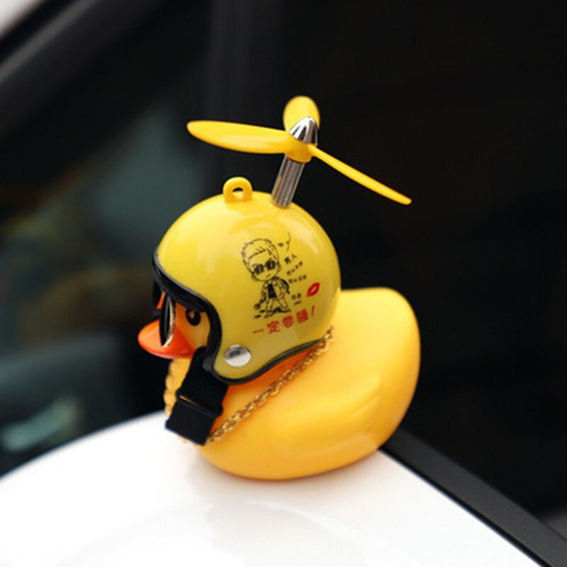Lucky Duck Society Mooie Auto Ornament Creatieve Auto Dashboard Speelgoed Met Helm En Keten Auto Decoratie Accessoires Ornament: Blauw