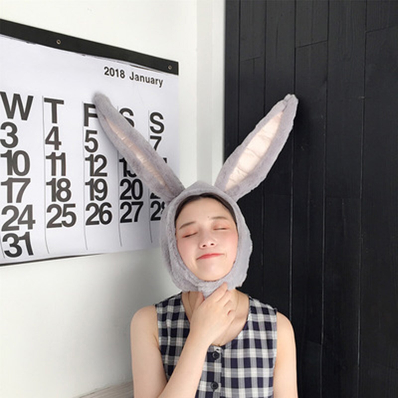 DAIGELO Women‘s Winter Bunny Ears Cartoon Hat Winter Warm Hedging Cap Plush Fun Bunny Ears Hood Lady Costume Hats Warm Soft Cozy: Gray